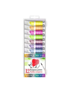 Ico Tempera Ico Süni 12x12 ml klt. tubusos metál, neon
