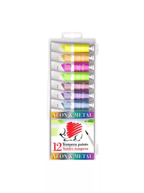Ico Tempera Ico Süni 12x12 ml klt. tubusos metál, neon