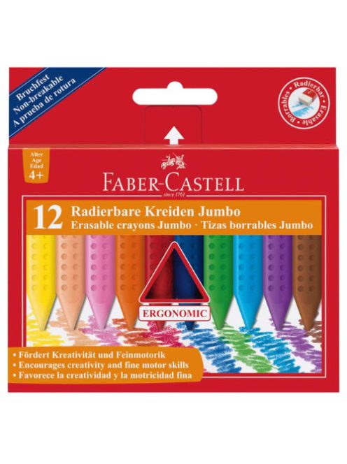 Faber-Castell Zsírkréta Faber-Castell Grip Jumbo 12 db-os klt. radírozható