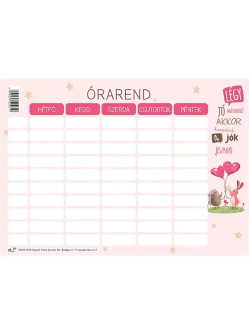 Pd School Órarend pd 165x117 mm Monsters