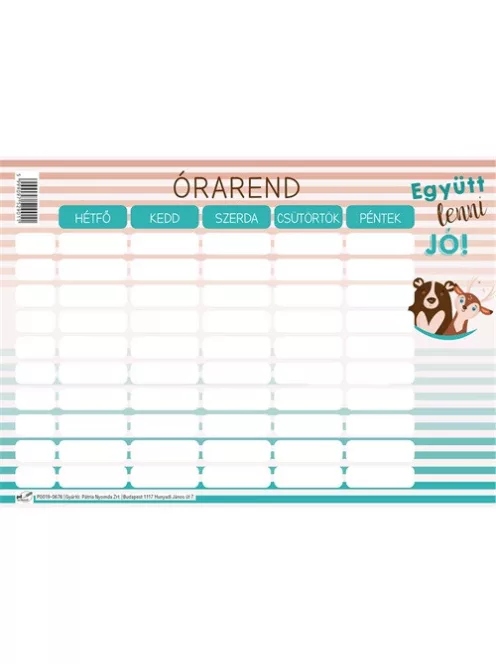 Pd School Órarend pd 165x117 mm Monsters