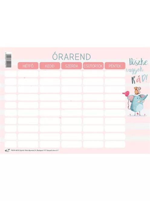 Pd School Órarend pd 165x117 mm Monsters