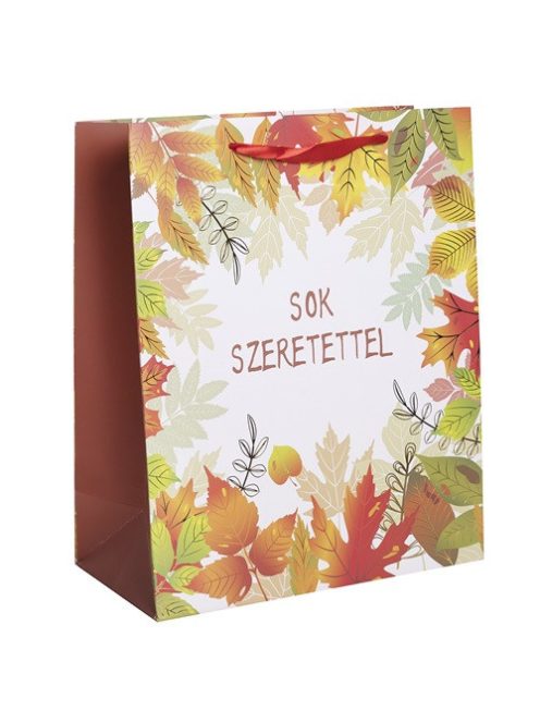 QX Dísztasak matt 26x32 cm faleveles Sok szeretettel felirattal