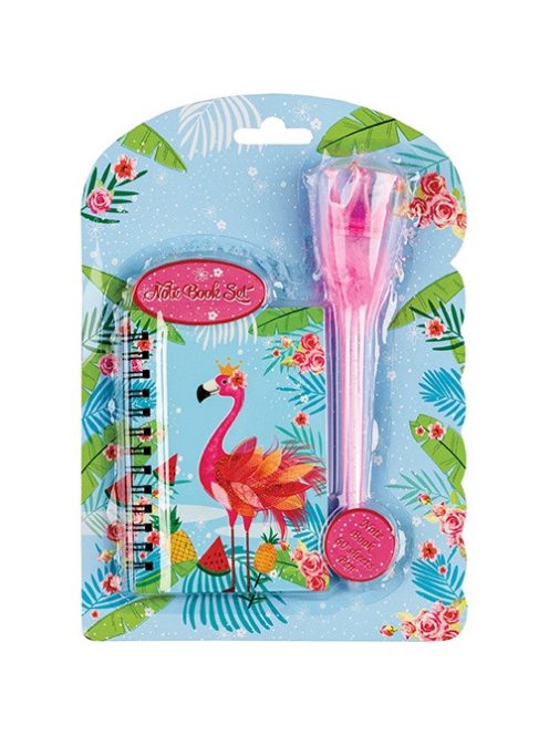 Centrum Napló Centrum 12x8 cm flamingó koronás-tollas tollal, vonalas
