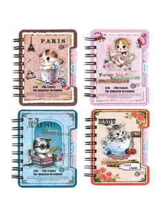   Centrum Jegyzettömb Centrum macskás spirálos, szívecskés elválasztóval, 120x92mm 50 lapos, vonalas