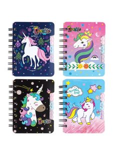   Centrum Jegyzettömb Centrum unikornis spirálos, szívecskés elválasztóval, 120x92mm 50 lapos, vonalas