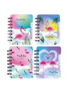   Centrum Jegyzettömb Centrum flamingó spirálos, szívecskés elválasztóval, 120x92mm 50 lapos, vonalas