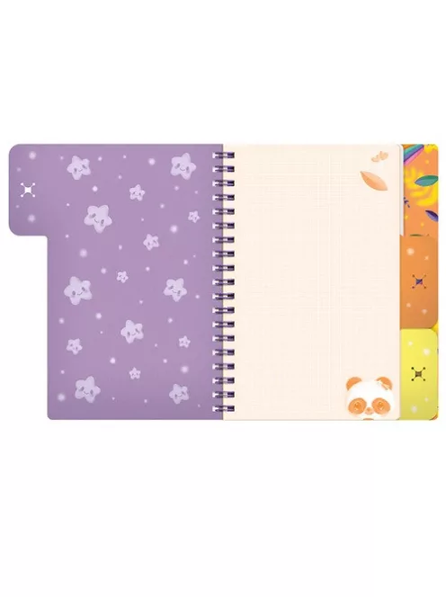 Bangoberry Füzet Bangoberry spirálos, elválasztókkal, 3db Bangobobbal, panda mintával