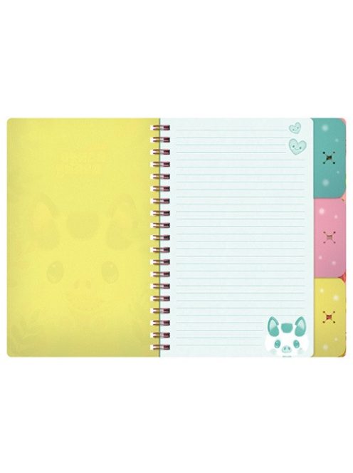 Bangoberry Füzet Bangoberry spirálos, elválasztókkal, 3db Bangobobbal, malac mintával