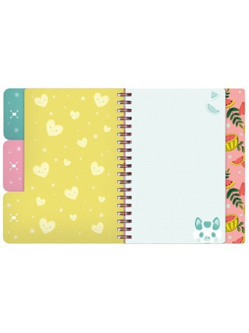 Bangoberry Füzet Bangoberry spirálos, elválasztókkal, 3db Bangobobbal, malac mintával