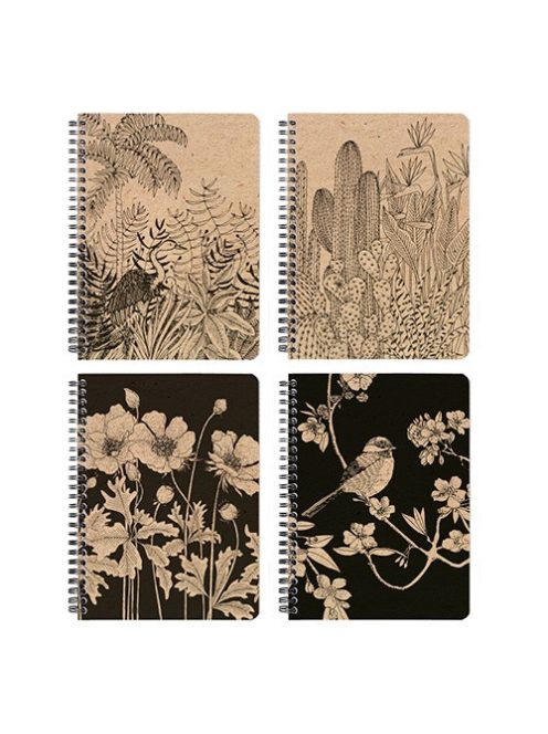 Clairefontaine Jegyzetfüzet Clairefontaine Le Cerisier Blanc A/5, spirálos, 74 lapos, vonalas, vegyes minta