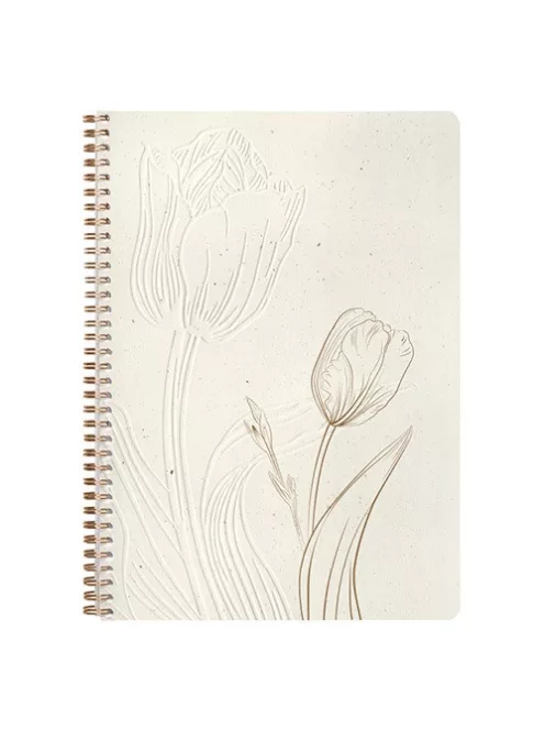 Clairefontaine Jegyzetfüzet Clairefontaine Tulip paper, spirálos, A/4, 21x29,7cm, 74 lapos, pontozott