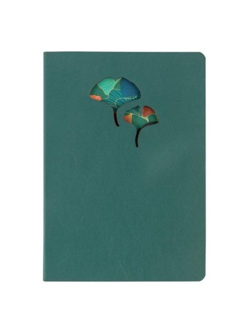 Clairefontaine Bőr jegyzetfüzet Clairefontaine Ginkgo, A5, 72 lapos, vonalas, vegyes minta