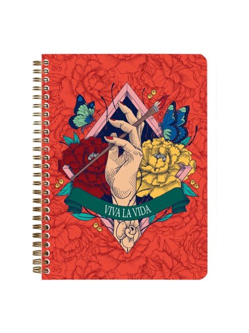 Clairefontaine Jegyzetfüzet Clairefontaine Frida Kahlo A/5, spirálos, 74 lapos, vonalas, vegyes minta