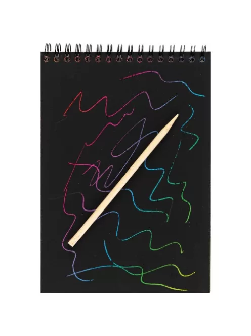 Centrum Kreatív kaparós füzet Centrum spirálos, 10x14 cm (10 kaparós oldal) stencillel és pálcával