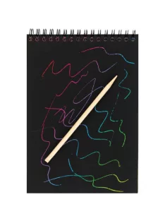   Centrum Kreatív kaparós füzet Centrum spirálos, 17,5x12,4 cm (10 kaparós oldal) stencillel és pálcával