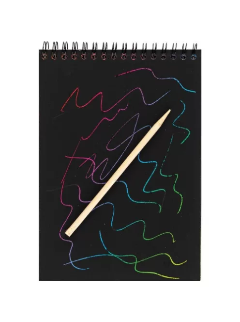 Centrum Kreatív kaparós füzet Centrum spirálos, 17,5x12,4 cm (10 kaparós oldal) stencillel és pálcával