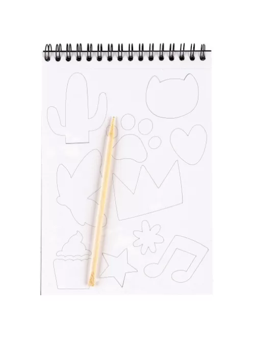 Centrum Kreatív kaparós füzet Centrum spirálos, 20x14 cm (10 kaparós oldal) stencillel és pálcával