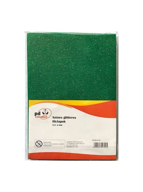 PD Creative Kreatív pd textil filclapok A/4 2mm glitteres narancssárga 10 ív/csomag