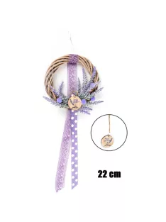 Noname Kopogtató fűzkoszorú, levendulás 22 cm 2 féle