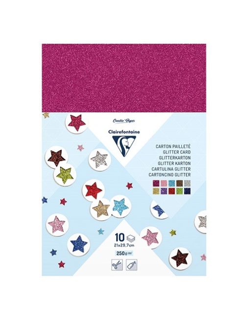 Clairefontaine Kreatív kartonpapír Clairefontaine A/4 280g glitteres 10 ív/csomag