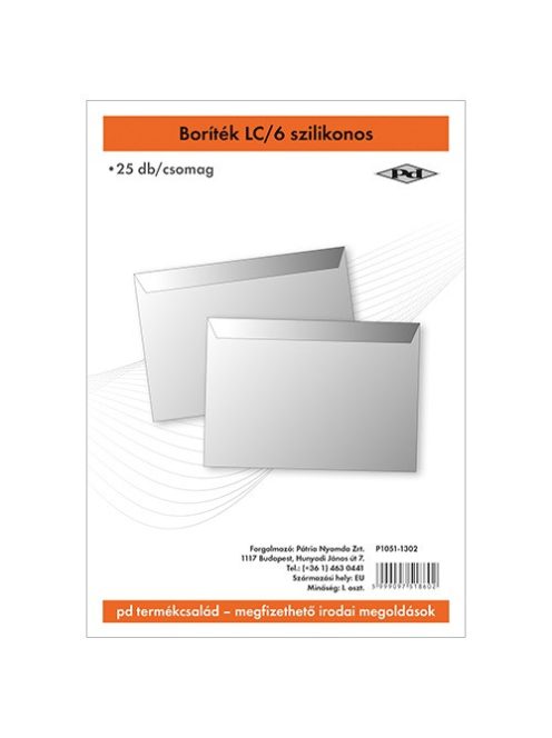 PD Office Boríték pd LC/6 szilikonos 114x162 mm 25 db/csomag