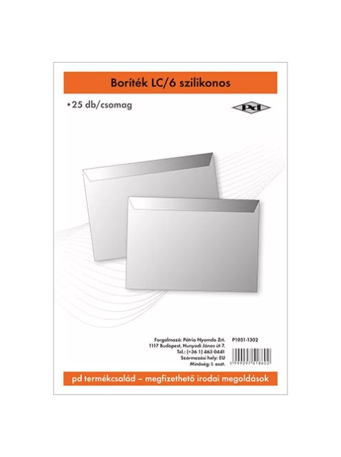 PD Office Boríték pd LC/6 szilikonos 114x162 mm 25 db/csomag