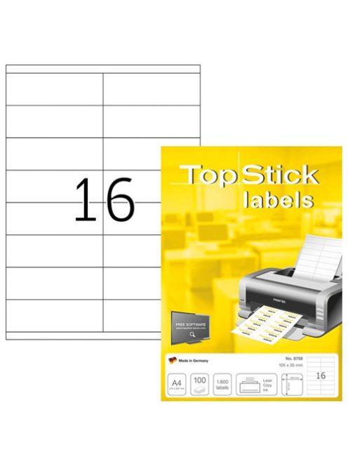 Topstick Etikett címke Topstick 105x35 mm szegéllyel 100 ív 1600 db/doboz