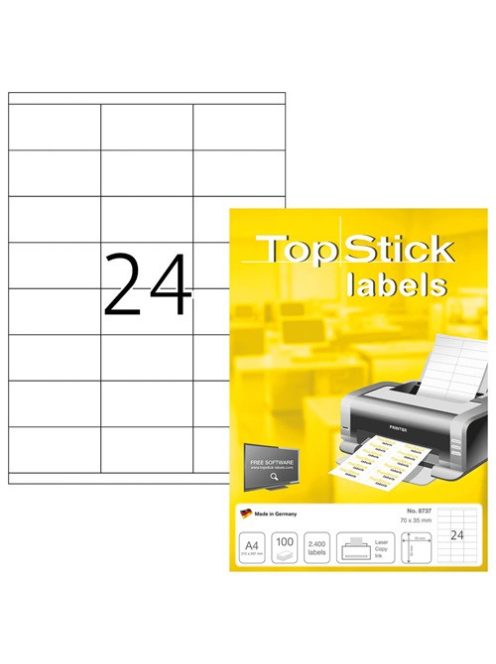 Topstick Etikett címke Topstick 70x35 mm szegéllyel 100 ív 2400 db/doboz