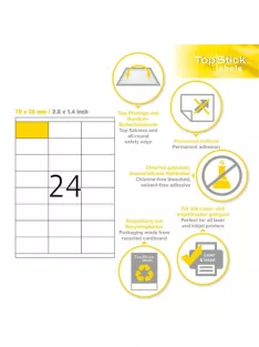   Topstick Etikett címke Topstick 70x35 mm szegéllyel 100 ív 2400 db/doboz