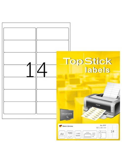 Topstick Etikett címke Topstick 99.1x38.1 mm szegéllyel 100 ív 1400 db/doboz