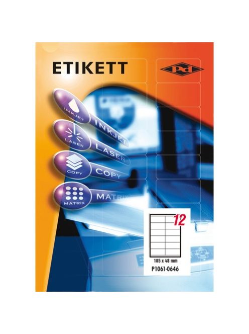 PD Office Etikett címke pd 105x48 mm szegéllyel 100 ív 1200 db/doboz