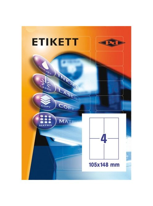 PD Office Etikett címke pd 105x148 mm szegély nélküli 10 ív 40 db/csomag