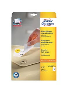   Avery Etikett címke Avery Zweckform 99.1x42.3 mm univerzális címke visszaszedhető 25 ív 300 db/csomag L4743