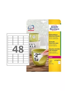   Avery Etikett címke Avery Zweckform 45.7x21.2 mm lézer címke időjárásálló 20 ív 960 db/csomag L4778