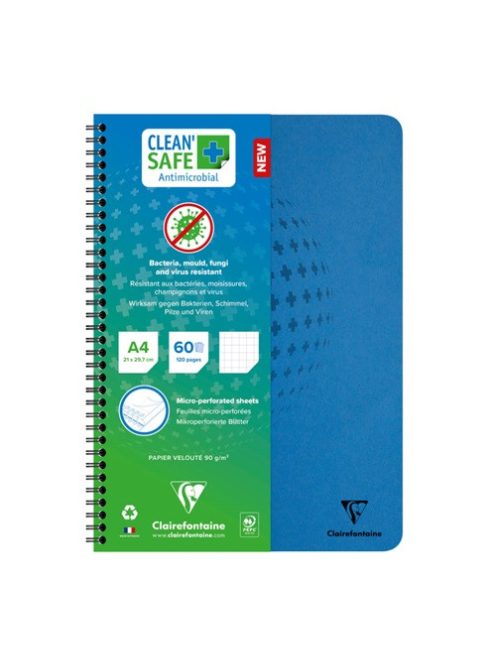 Clairefontaine Spirálfüzet Clairefontaine Clean'Safe A/4 60 lapos kockás antimikrobiális