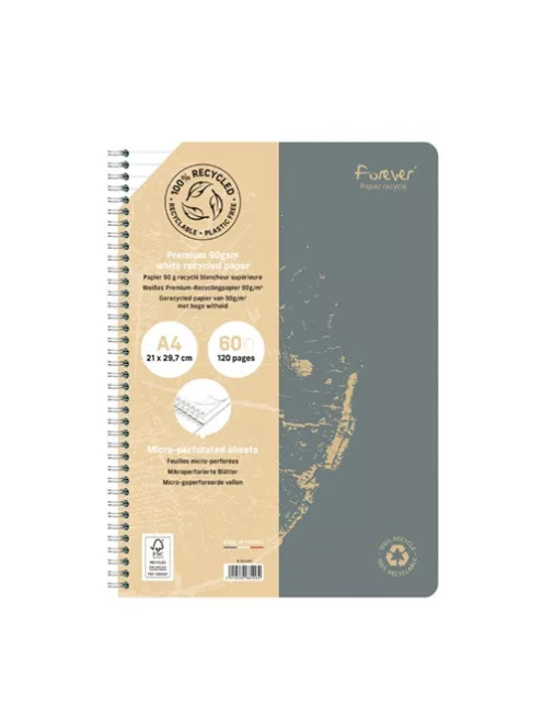 Clairefontaine Spirálfüzet Clairefontaine Forever Premium A/4 60 lapos, vonalas