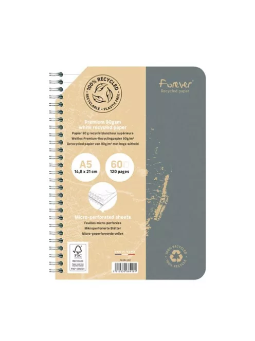 Clairefontaine Spirálfüzet Clairefontaine Forever Premium A/5 60 lapos, vonalas