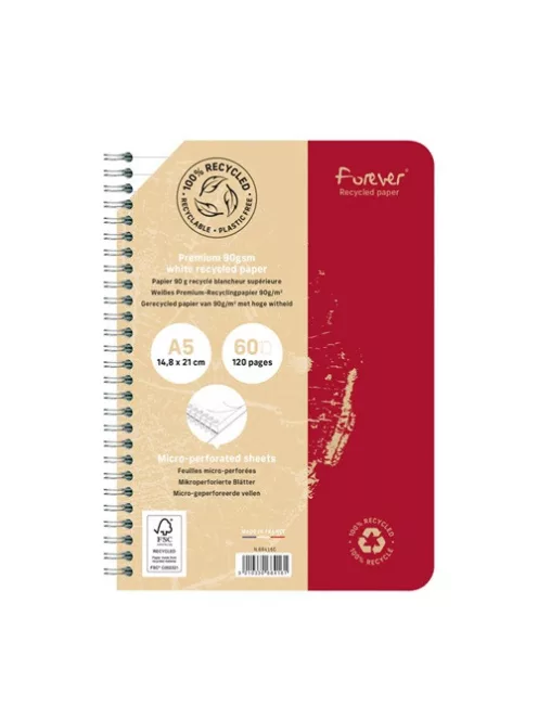 Clairefontaine Spirálfüzet Clairefontaine Forever Premium A/5 60 lapos, vonalas