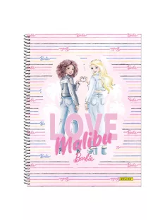   Online Spirálfüzet Online Barbie Malibu, Pink A/4 80 lapos kockás vegyes