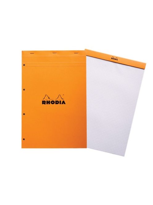 Rhodia Jegyzettömb Clairefontaine Rhodia Orange A/4+ 80 lapos kockás lyukasztott