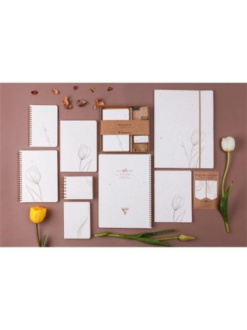 Clairefontaine Jegyzettömb spirálos Clairefontaine Tulip paper 9x11 cm 160 lapos sima