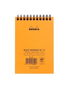   Rhodia Jegyzettömb spirálos Clairefontaine Rhodia Orange A/6 80 lapos kockás