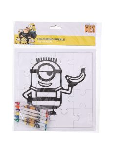   Noname Színezhető puzzle 16db-os + 6db zsírkréta Minions banánnal