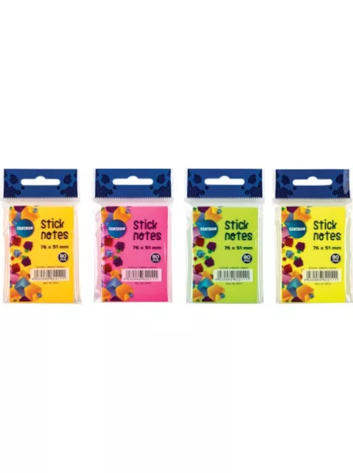 Centrum Öntapadós jegyzettömb Centrum Stick Notes 51x76 mm, 80 lapos, 4 féle neon szín
