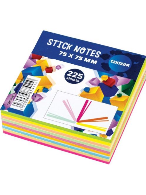 Centrum Öntapadós jegyzettömb Centrum Stick Notes 76x76 mm, 225 lapos, 9 féle neon szín