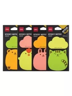   DELI Öntapadós jegyzettömb DELI "Stick UP"  76x76 mm 2x20 lap vegyes állatos-figurás minta