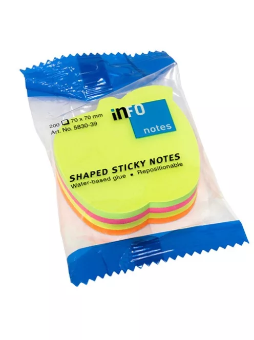 Info Notes Öntapadós jegyzettömb Info Notes Cubes 70x70 mm 200 lapos neon vegyes színek alma