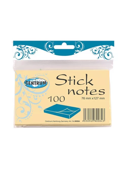 Centrum Öntapadós jegyzettömb Centrum 127x76 mm 100 lapos sárga
