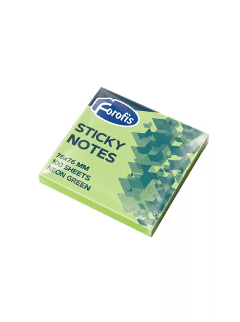 Forofis Öntapadós jegyzettömb Forofis 76x76 mm 80 lapos neon zöld